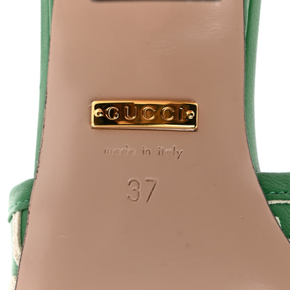 Gucci X ADIDAS Nappa Charlotte Suede Monogram Jumbo GG Trefoil 75mm Slide Sandals 37 New Shamarock Ivoire 7 of 11
