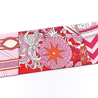 Hermes Silk De l'Ombrelle Aux Duels Twilly Fuchsia Rose Pale 3 of 5