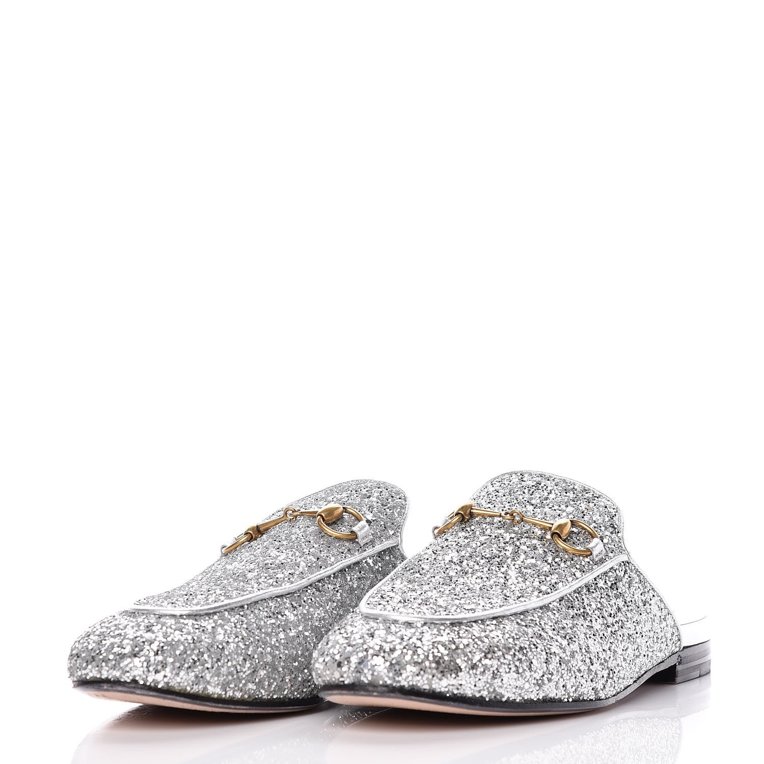 Gucci Glitter Womens Princetown Slippers 38 Silver 3 of 11