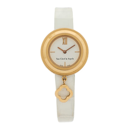 Van Cleef & Arpels 18K Rose Gold Alligator 25mm Charms Quartz Watch 2 of 10