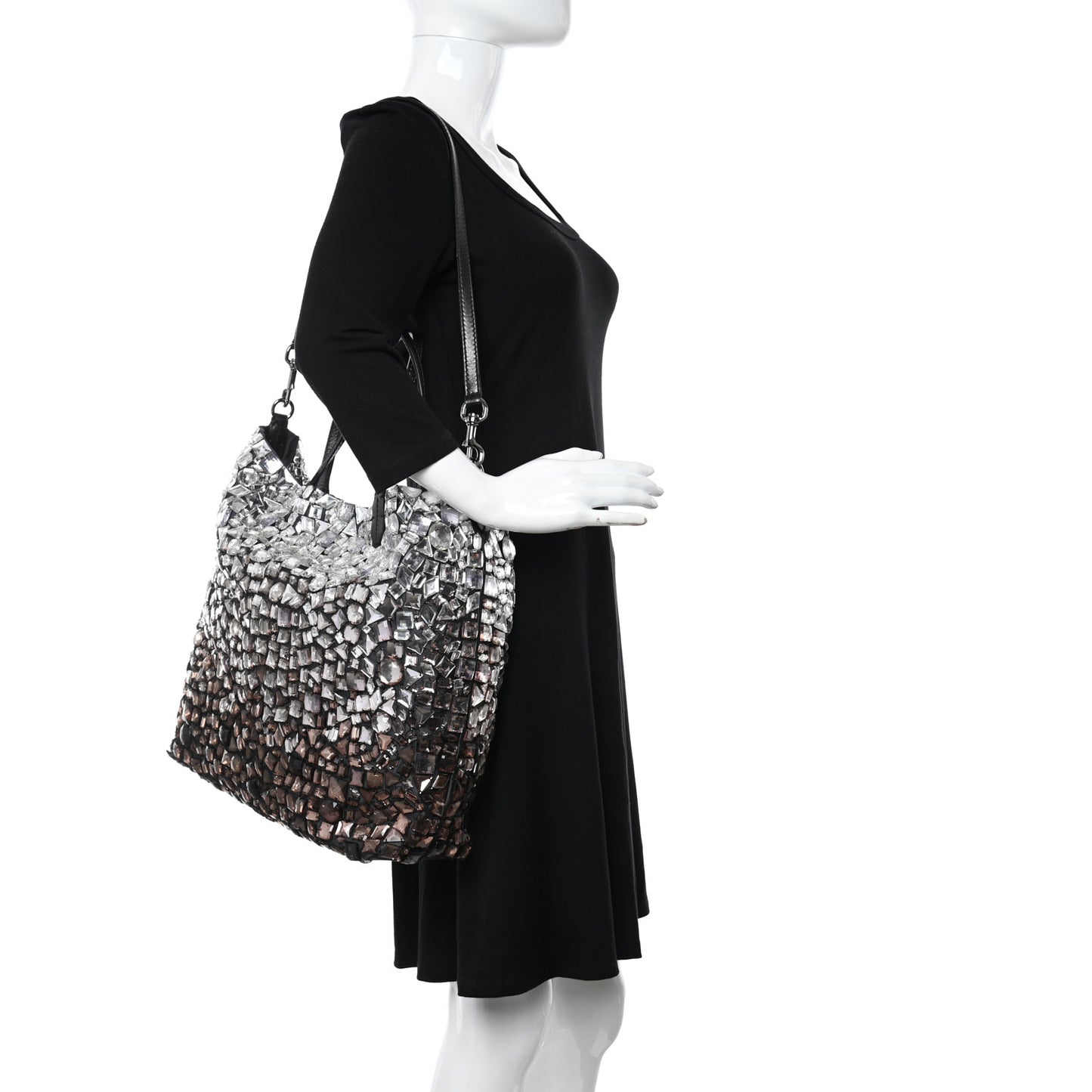 Vitello Crystal Ombre Tote Black