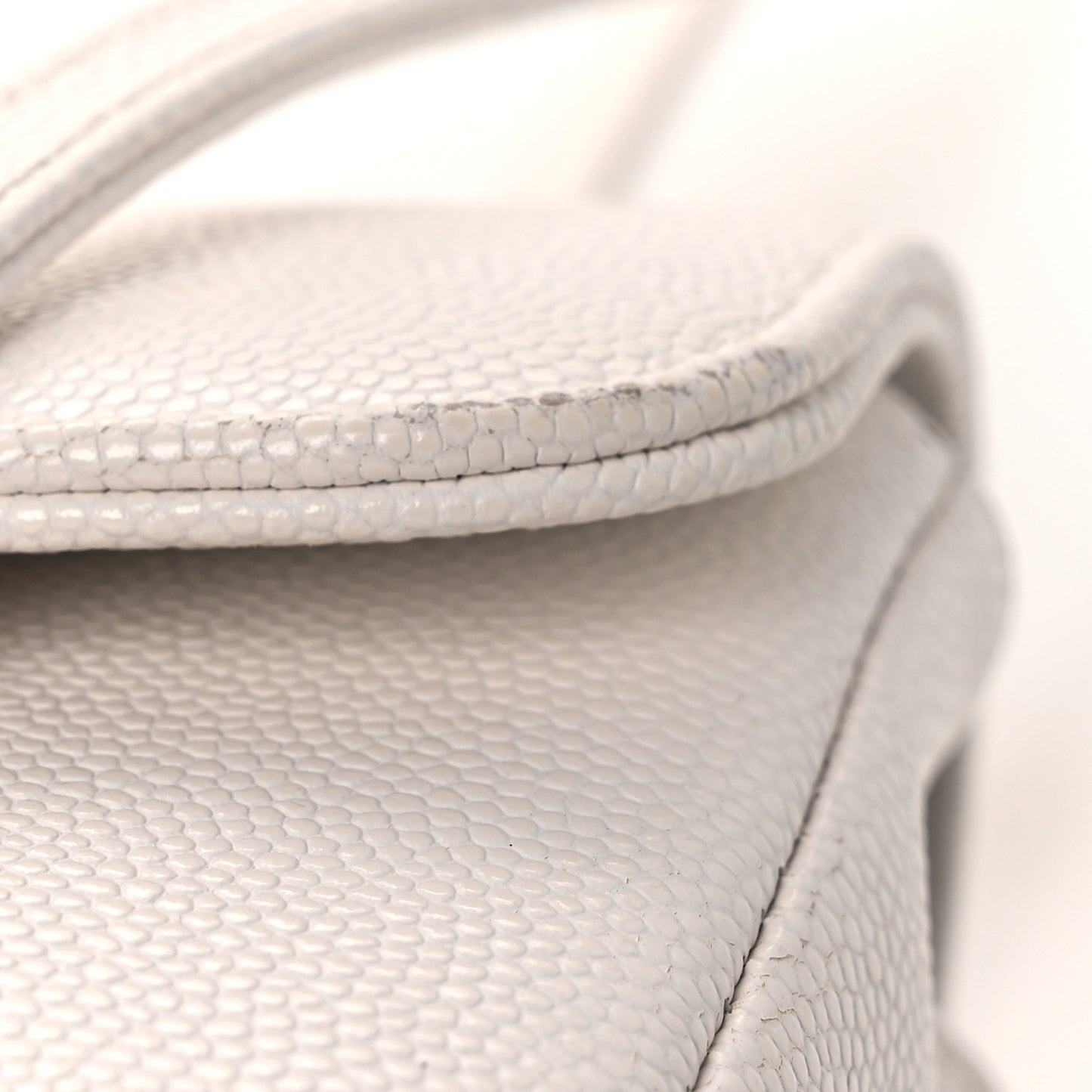 Shiny Caviar Mini Preppy Coco Shoulder Bag White