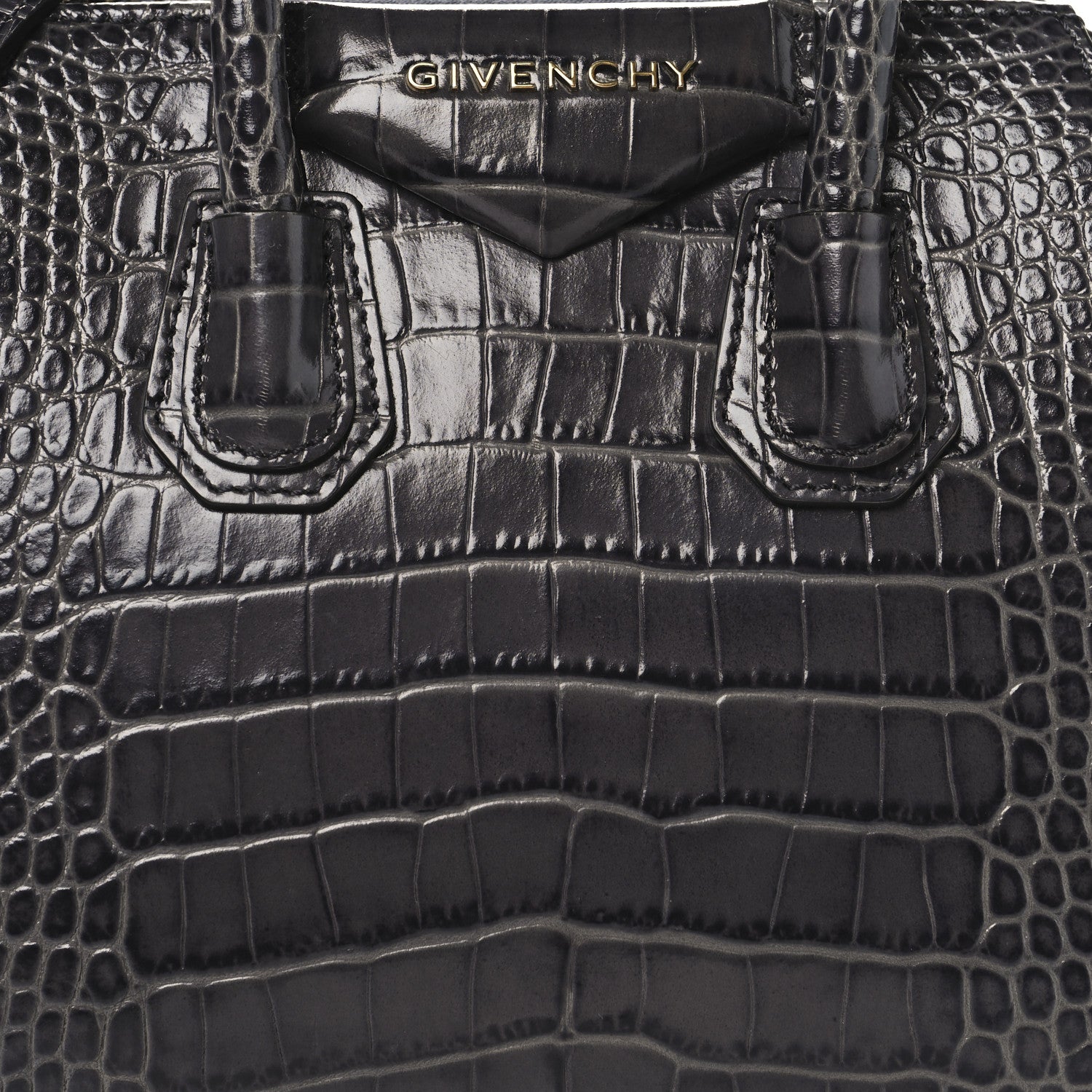 Givenchy Calfskin Crocodile Embossed Mini Antigona Storm Grey 8 of 10