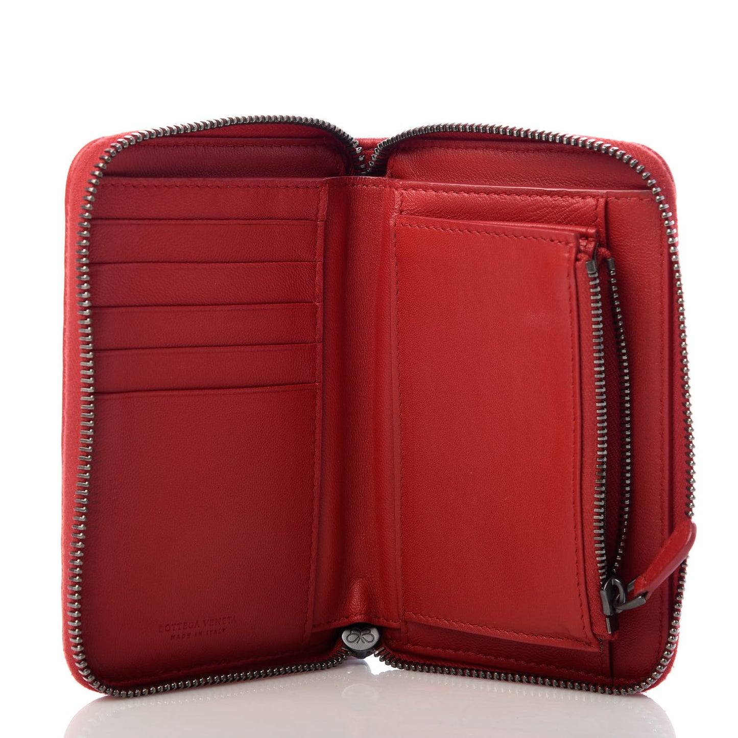 Nappa Intrecciato Zip Around Wallet Fraise