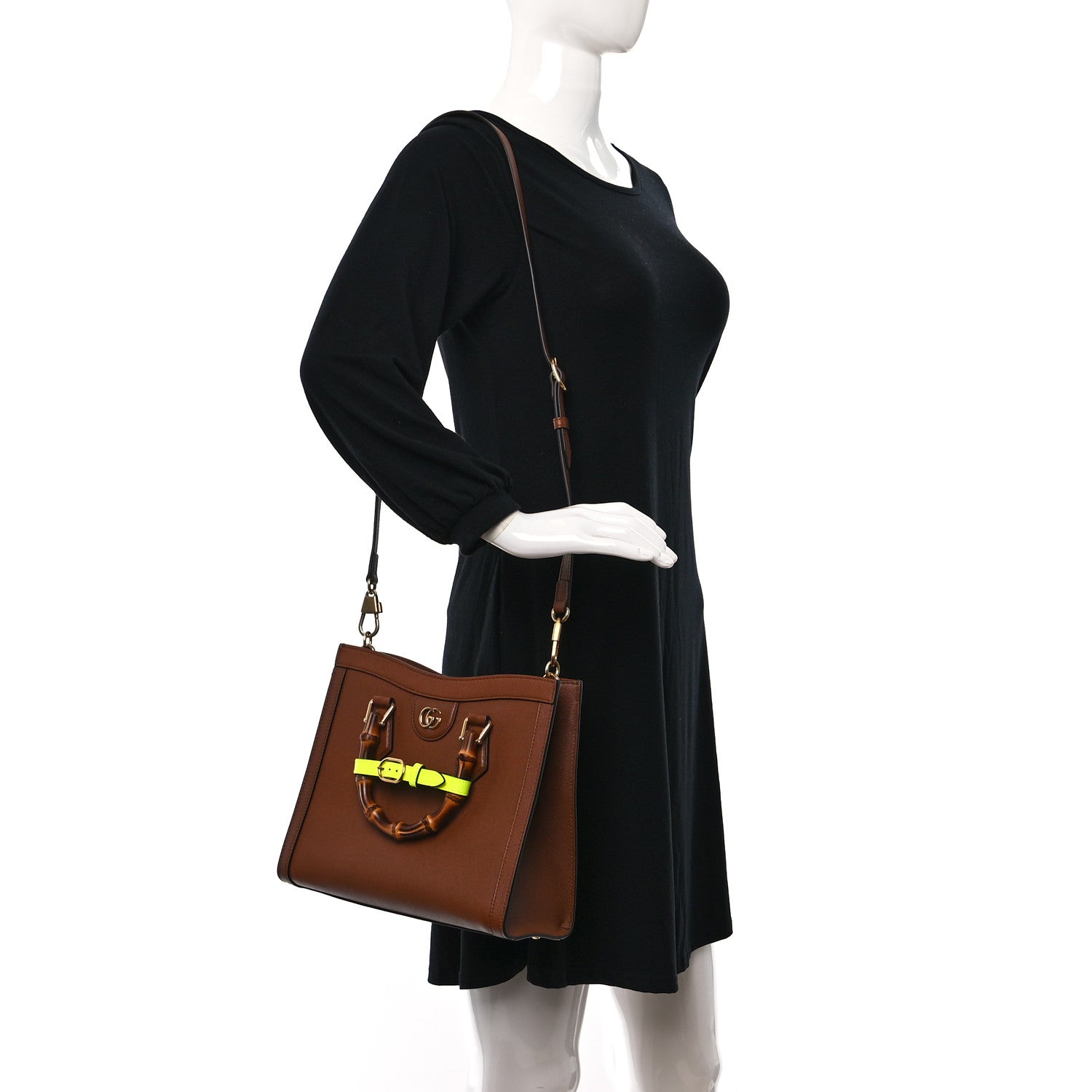 Gucci Wonka Grain Calfskin Small Diana Tote Bag Cuir Yellow Fluo 2 of 9