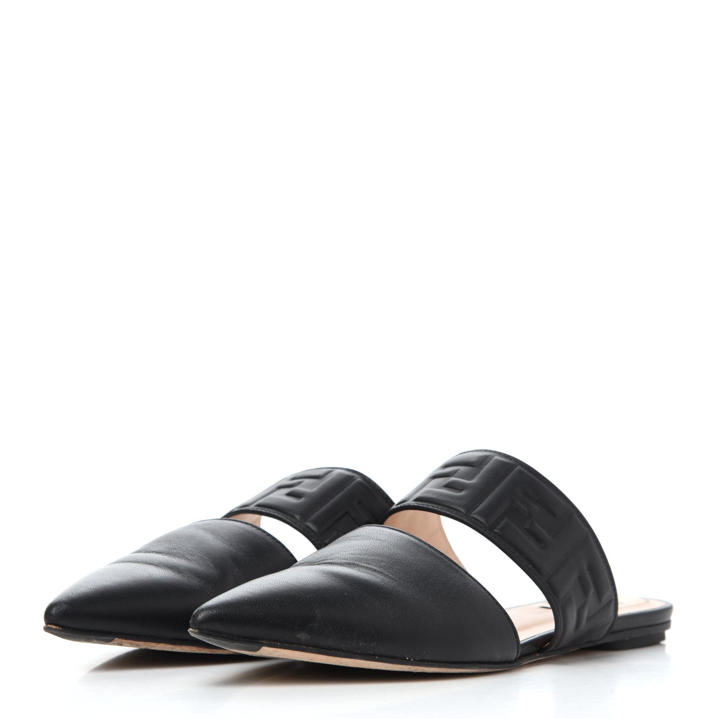 Vitello FF Embossed Flat Mules 36.5 Black