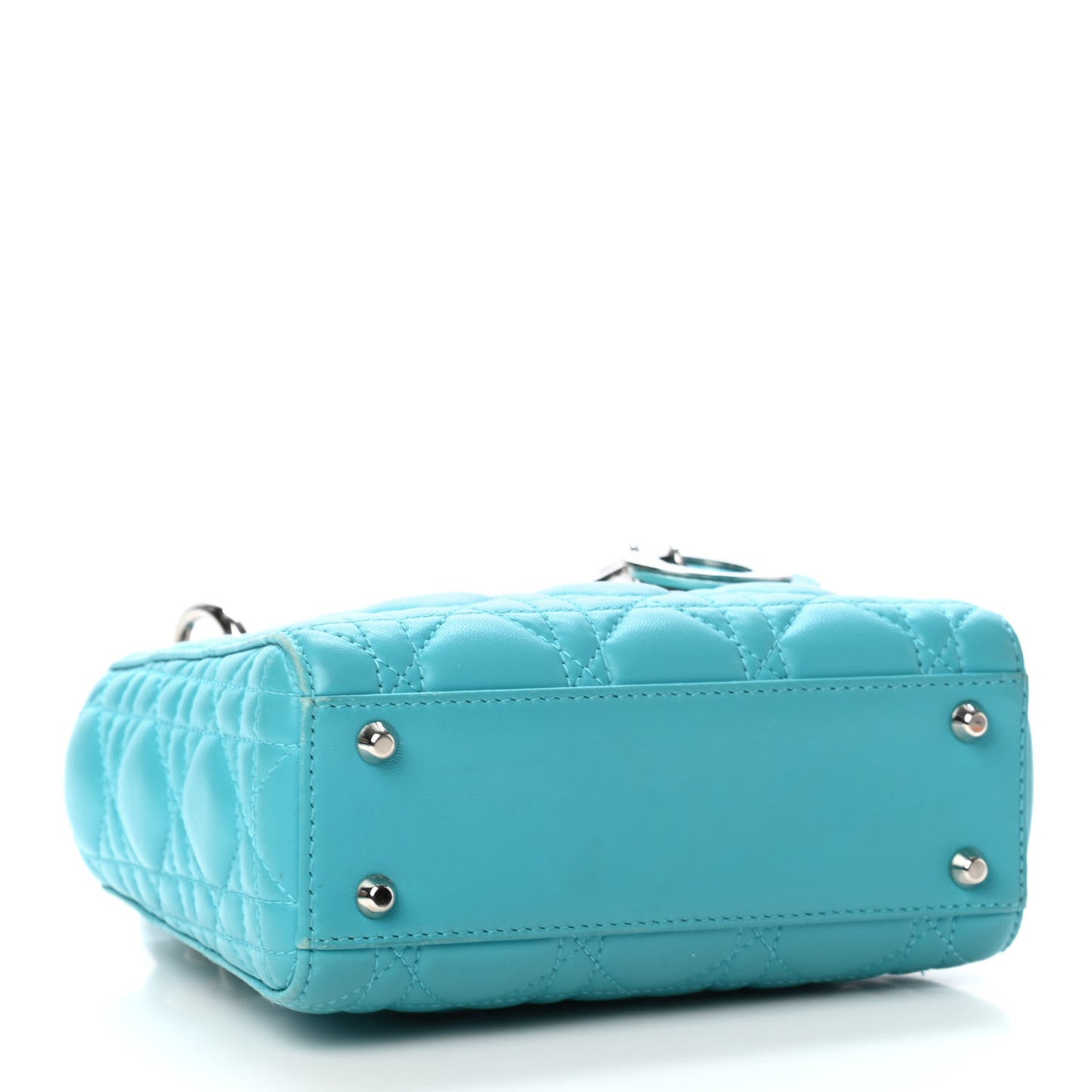 Lambskin Cannage Mini Lady Dior Turquoise