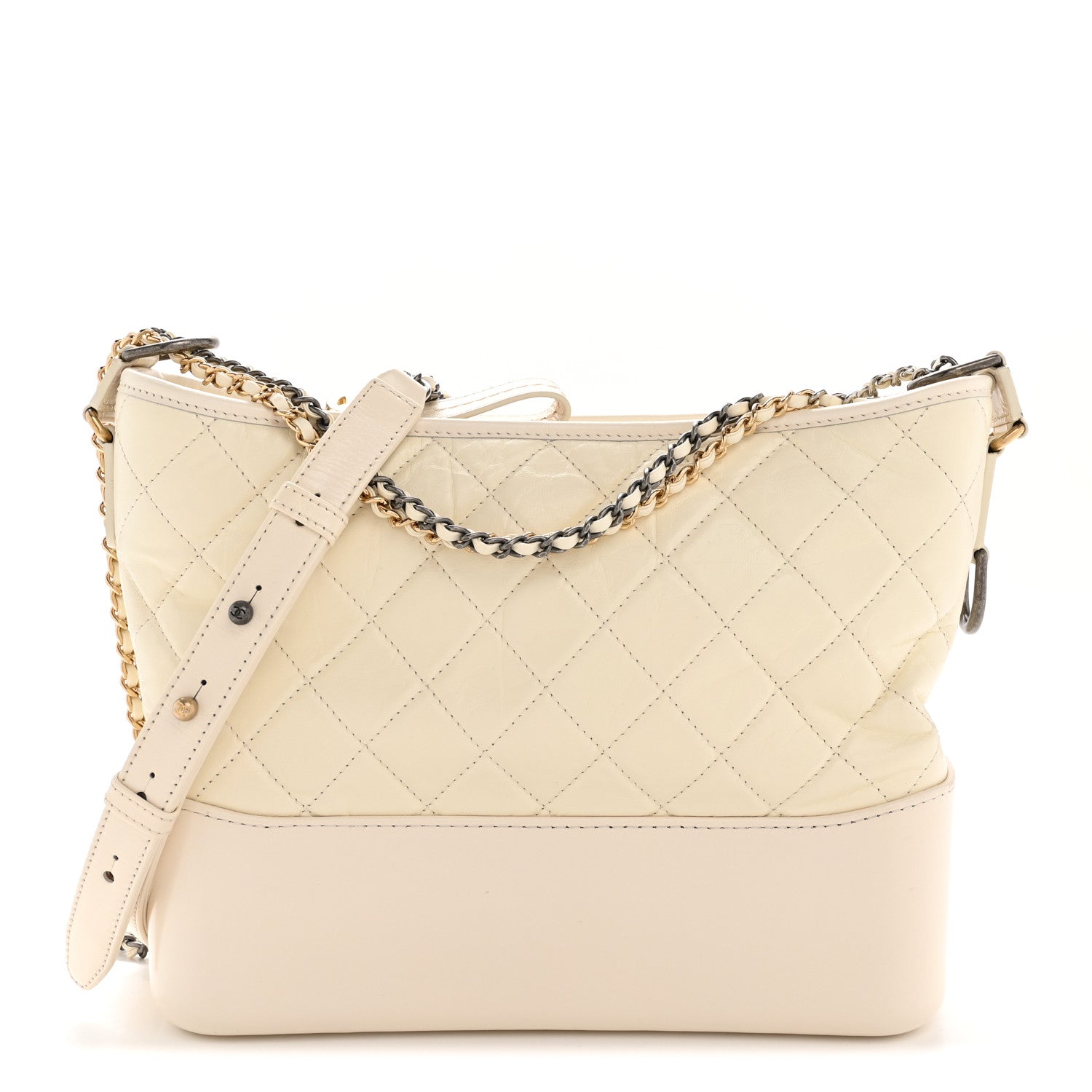 Chanel Aged Calfskin Quilted Medium Gabrielle Hobo White 1 of 11