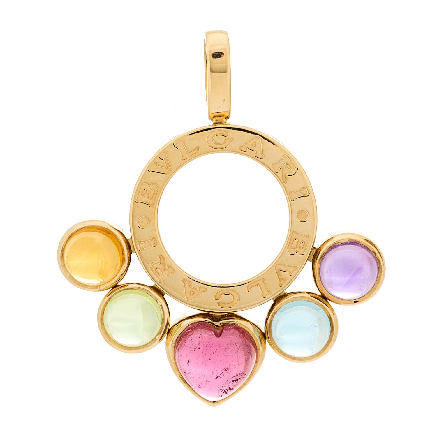 Bulgari 18K Yellow Gold Citrine Peridot Tourmaline Topaz Amethyst Allegra Pendant 1 of 4