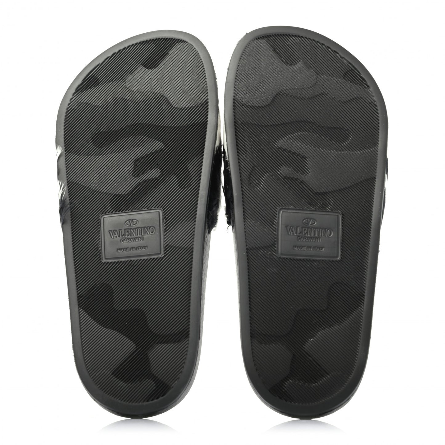 Rubber Feather Pool Slide Sandals 35 Black White