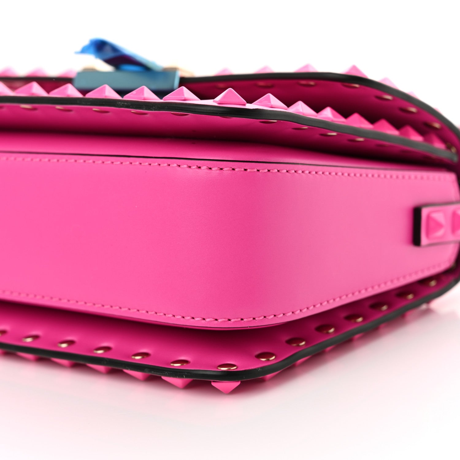 Valentino Garavani Smooth Calfskin Enamel Tonal Small Rockstud23 Shoulder Bag Pink PP 9 of 9