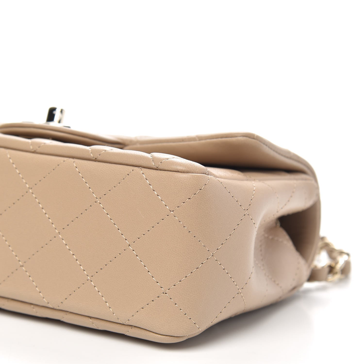 Chanel Lambskin Quilted Mini Rectangular Flap Dark Beige 9 of 10