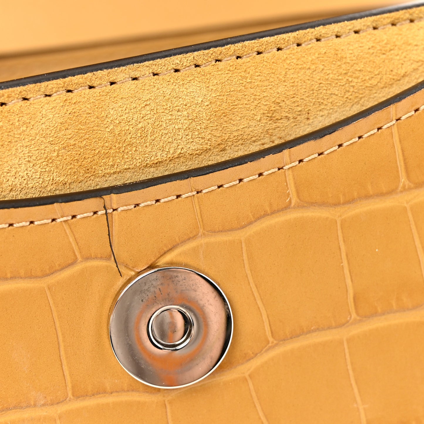 Calfskin Crocodile Embossed Small Tess Bag Honey Gold