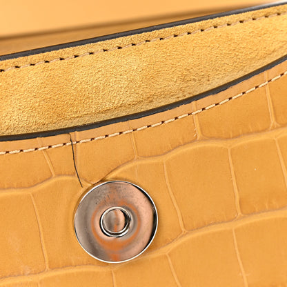 Chloe Calfskin Crocodile Embossed Small Tess Bag Honey Gold 12 of 13