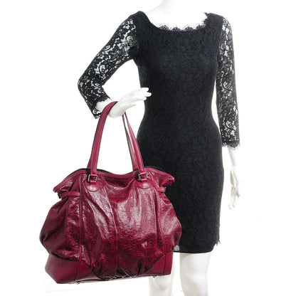 Gucci Horsebit Embossed Full Moon Tote Dark Red 2 of 7