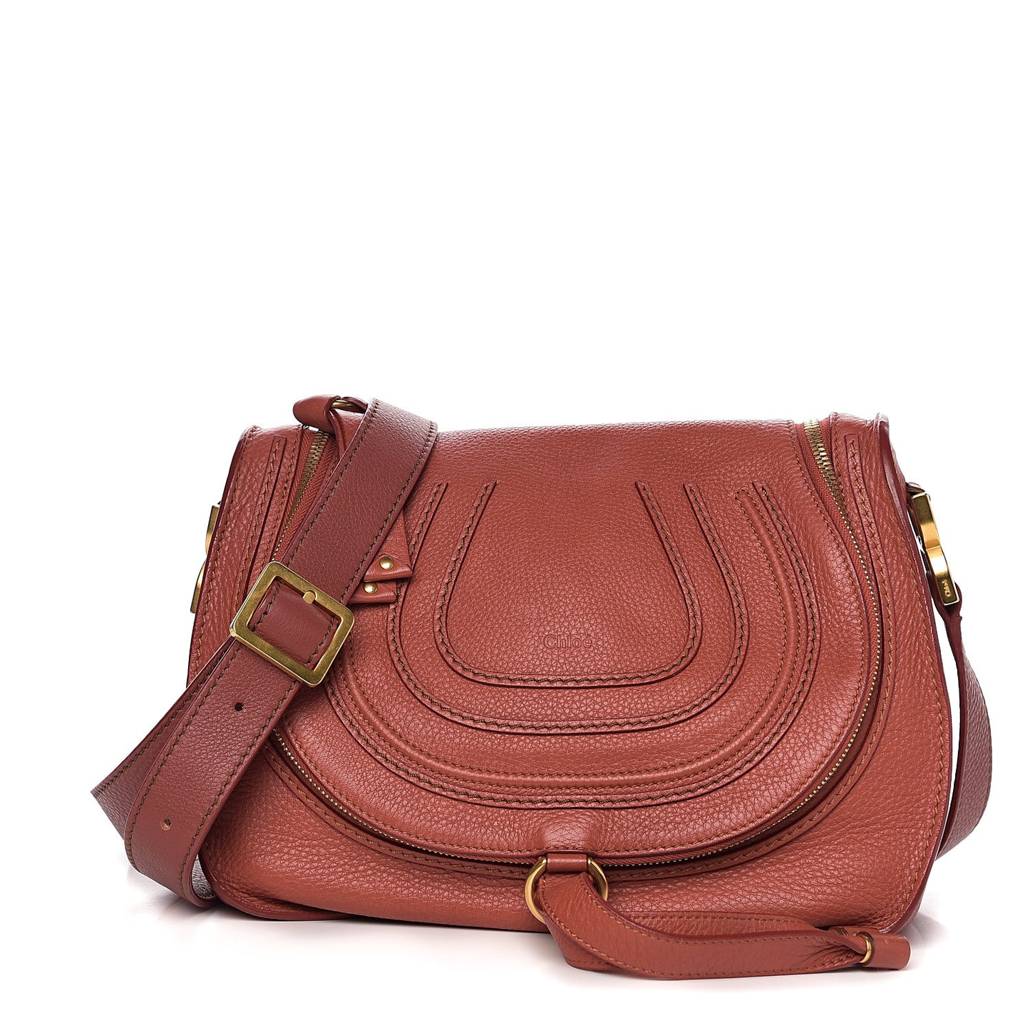 Calfskin Medium Marcie Round Zip Crossbody Bag Maple Leaf