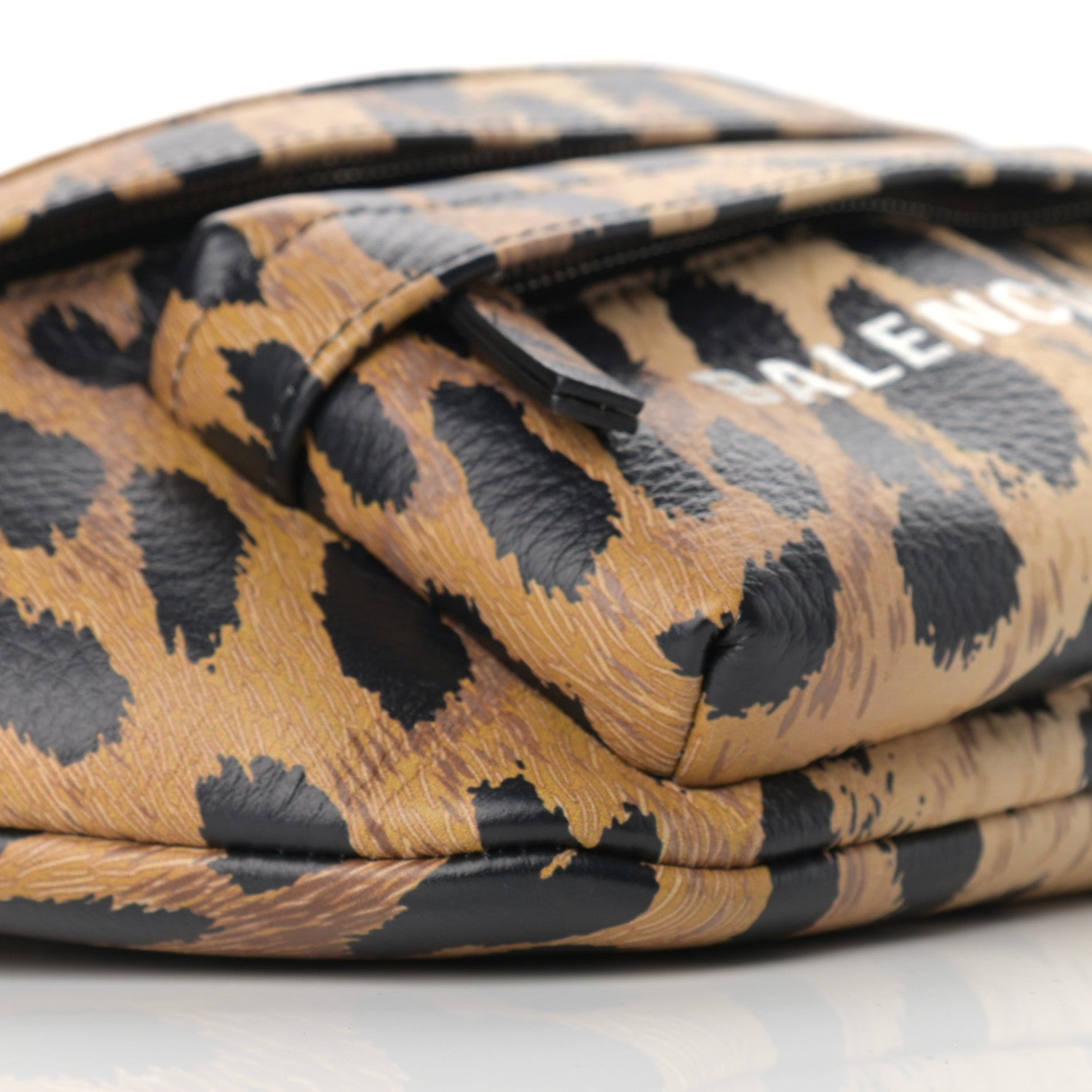 Balenciaga Calfskin Printed Leopard Everyday Logo Beltpack XS Beige White 4 of 8