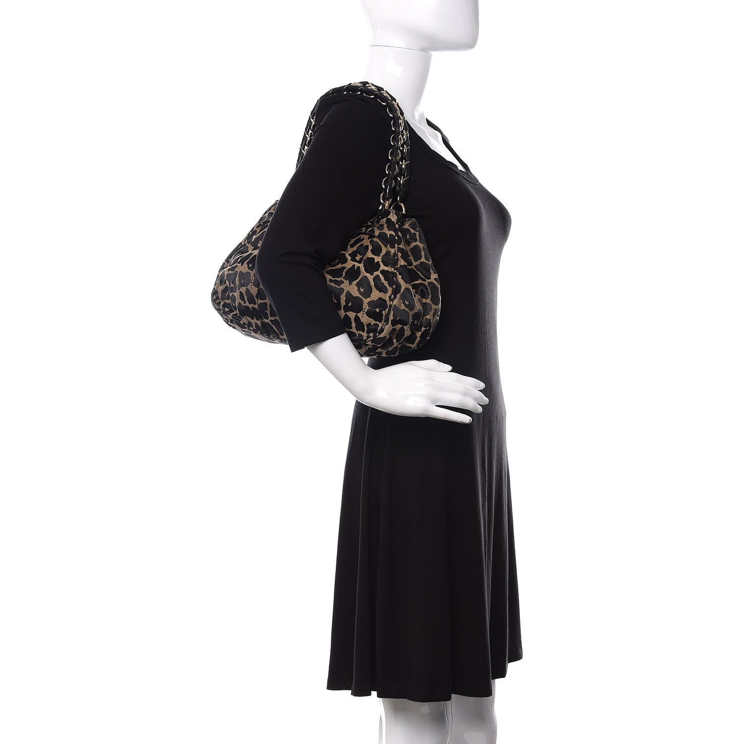 Fendi Jacquard Leopard Print Small Mia Tote Taupe Black 2 of 9