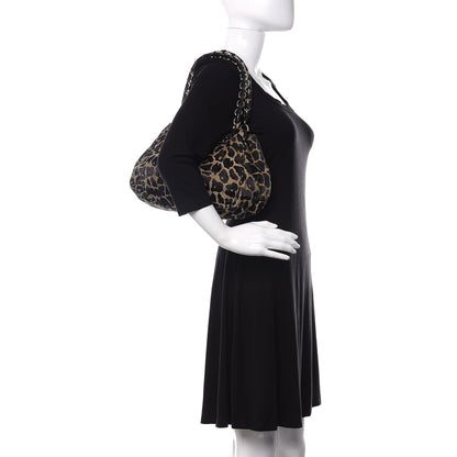 Fendi Jacquard Leopard Print Small Mia Tote Taupe Black 2 of 9