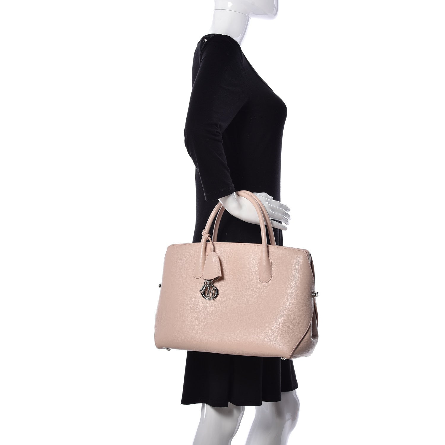 Christian Dior Grained Calfskin Medium Bar Tote Rose Poudre 2 of 8