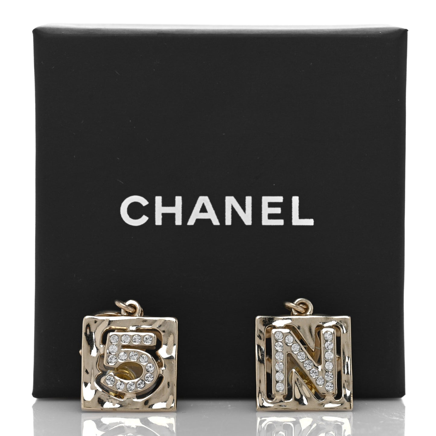 Crystal CC No 5 Drop Earrings Gold