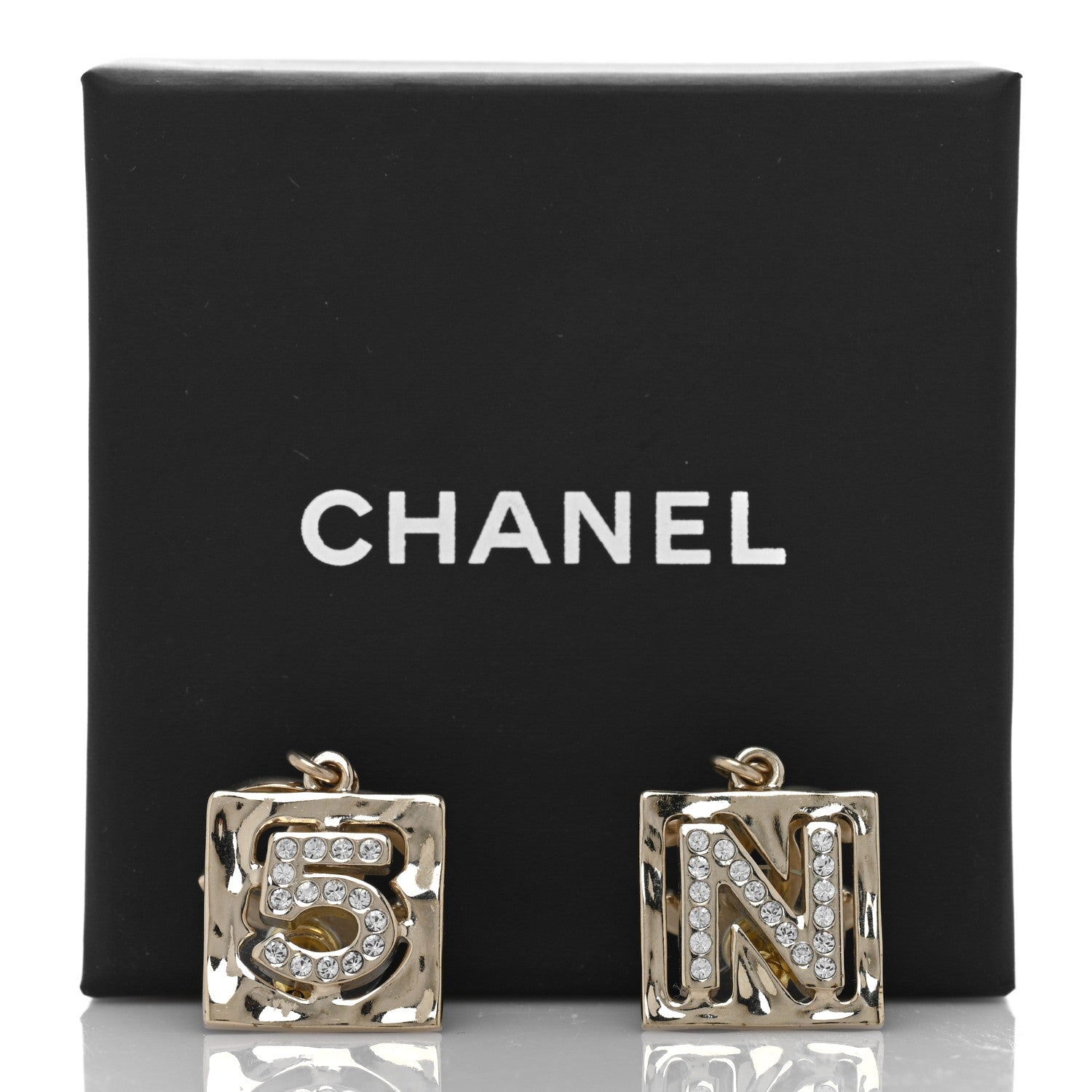 Chanel Crystal CC No 5 Drop Earrings Gold 5 of 5