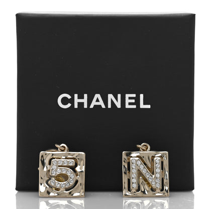 Chanel Crystal CC No 5 Drop Earrings Gold 5 of 5