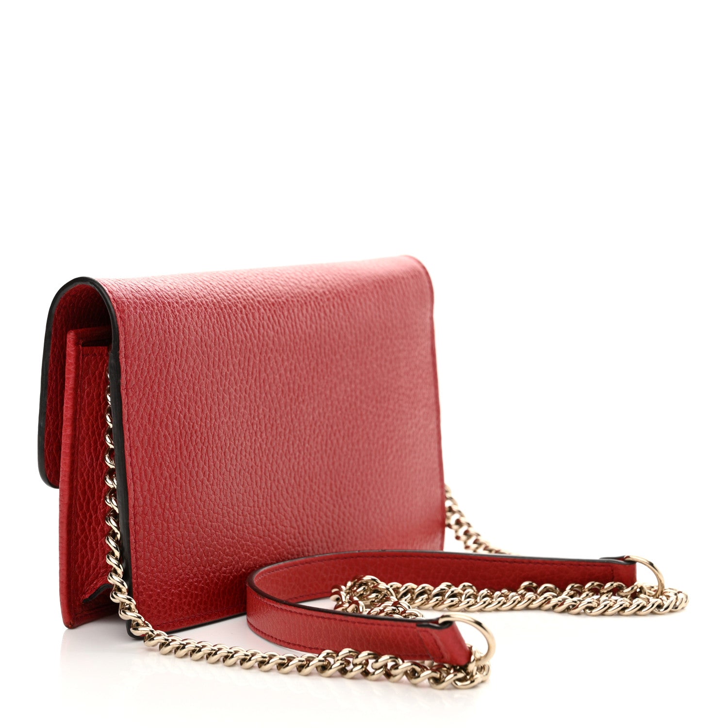 Gucci Dollar Calfskin Interlocking G Chain Wallet Red 3 of 13