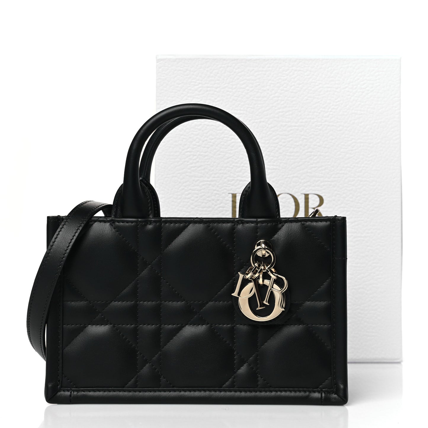 Calfskin Macrocannage Mini Book Tote Black