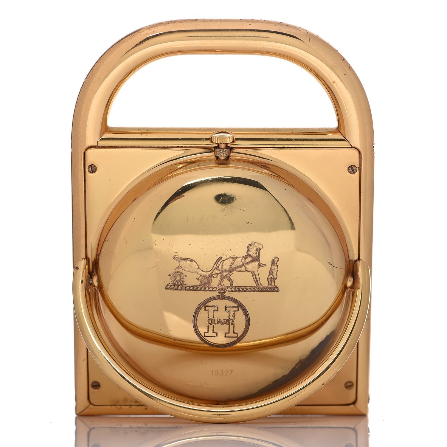 Hermes Stainless Steel 82mm Quartz Clock Gold 4 of 10
