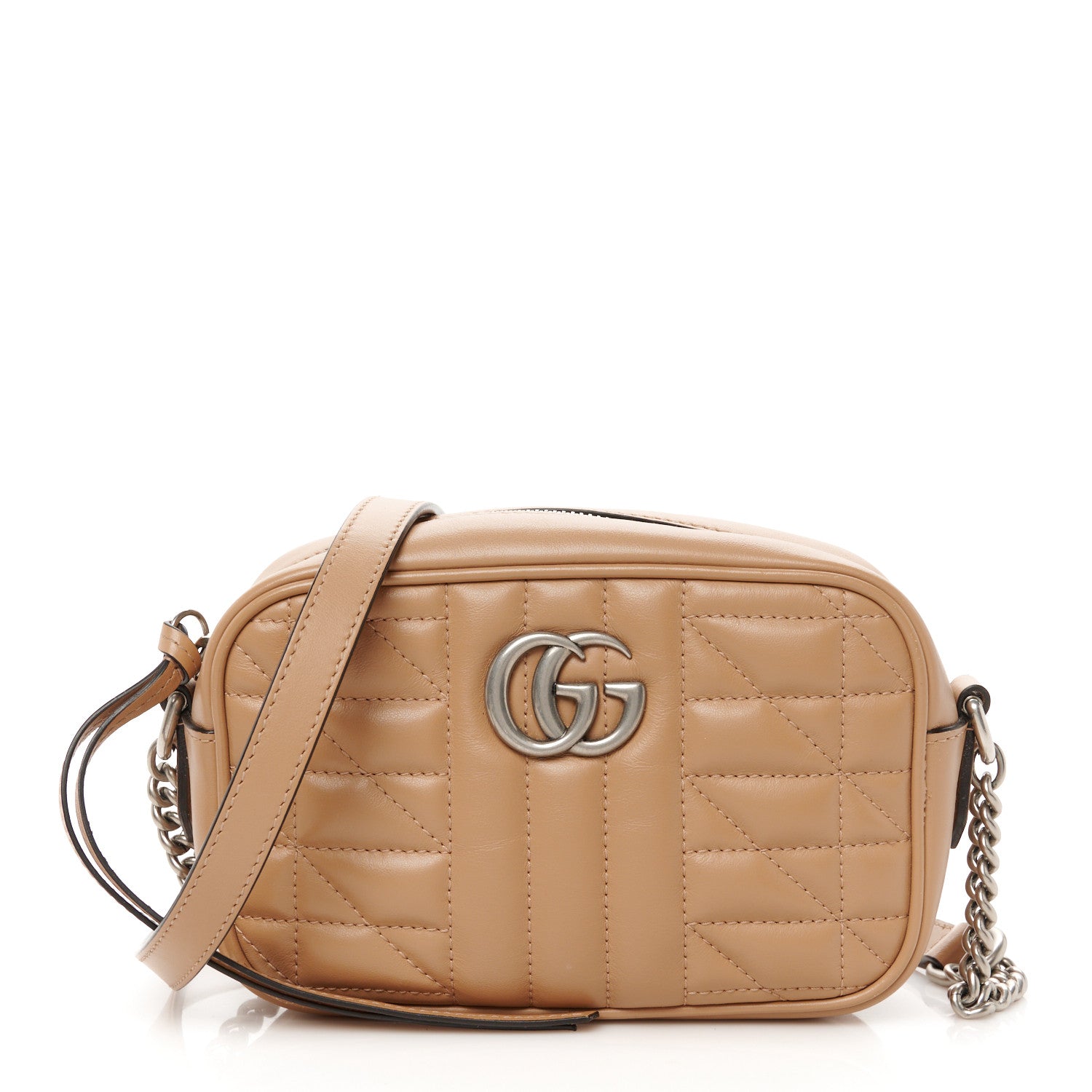 Gucci Calfskin Matelasse Aria Mini GG Marmont Chain Shoulder Bag Camelia 1 of 11