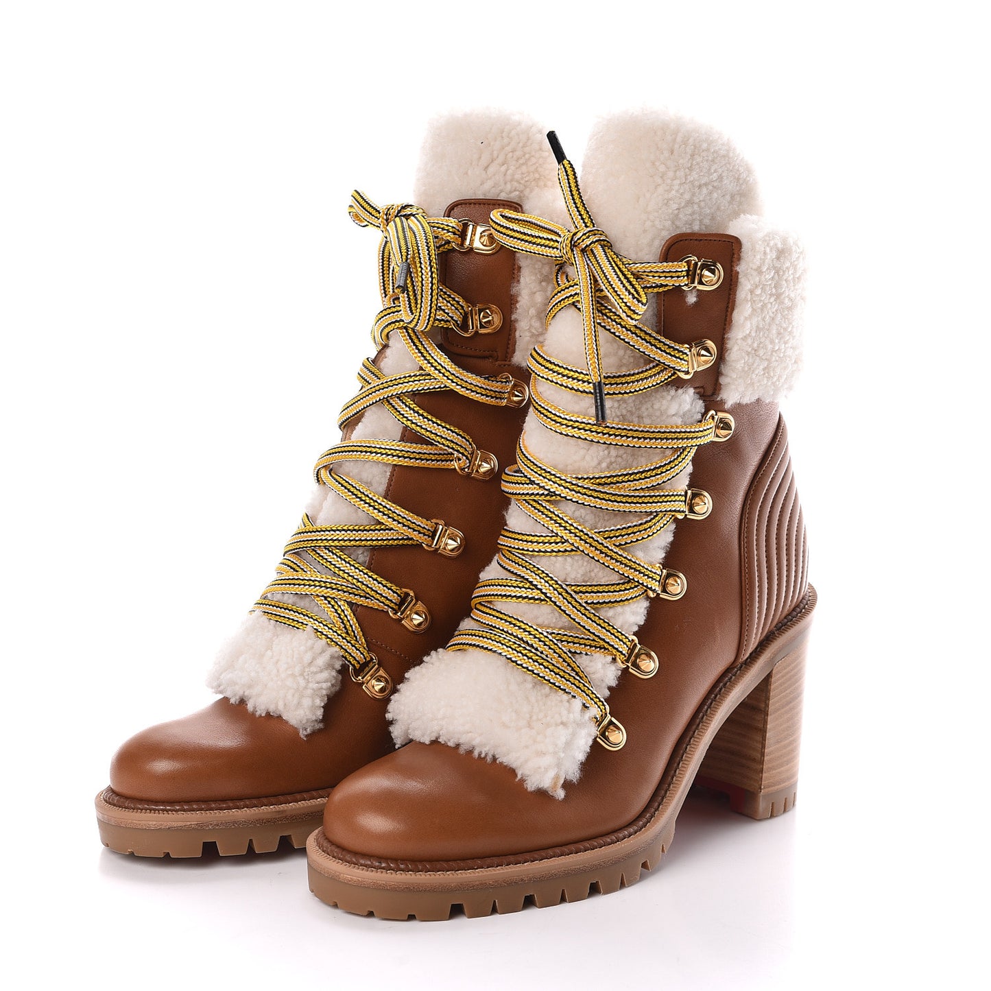 Calfskin Shearling Yetita 70 Hiker Booties 36.5 Cuoio Naturel