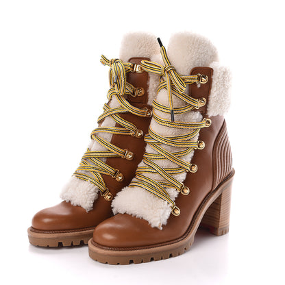 Christian Louboutin Calfskin Shearling Yetita 70 Hiker Booties 36.5 Cuoio Naturel 3 of 7