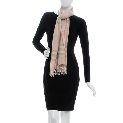 Burberry Cashmere Giant Check Fringe Scarf Pink 2 of 4