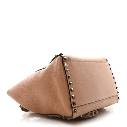 Valentino Garavani Pebbled Calfskin Small Rockstud Double Handle Tote Soft Noisette 4 of 9