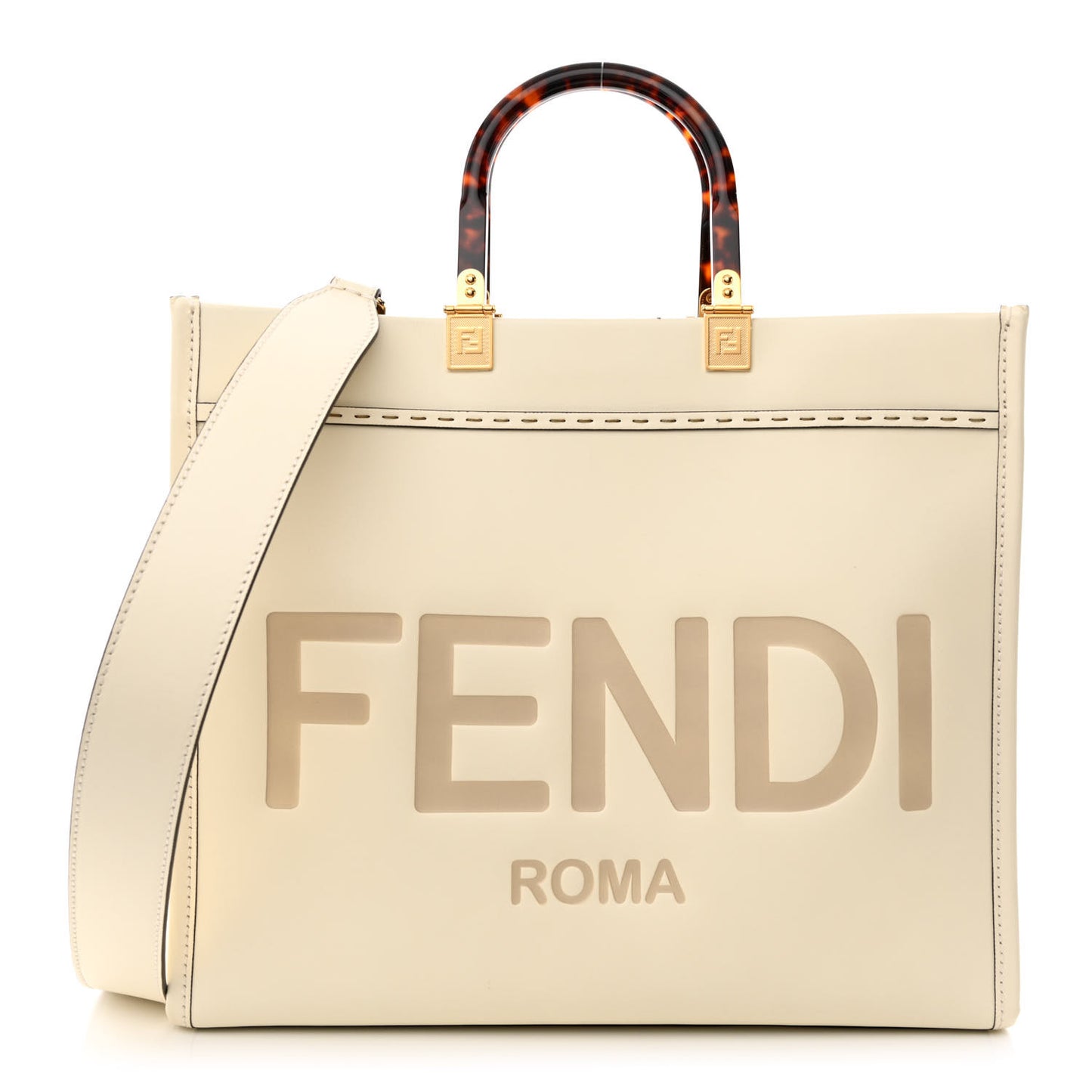Vitello King Plexiglass Medium Fendi Sunshine Shopper Tote White Ice