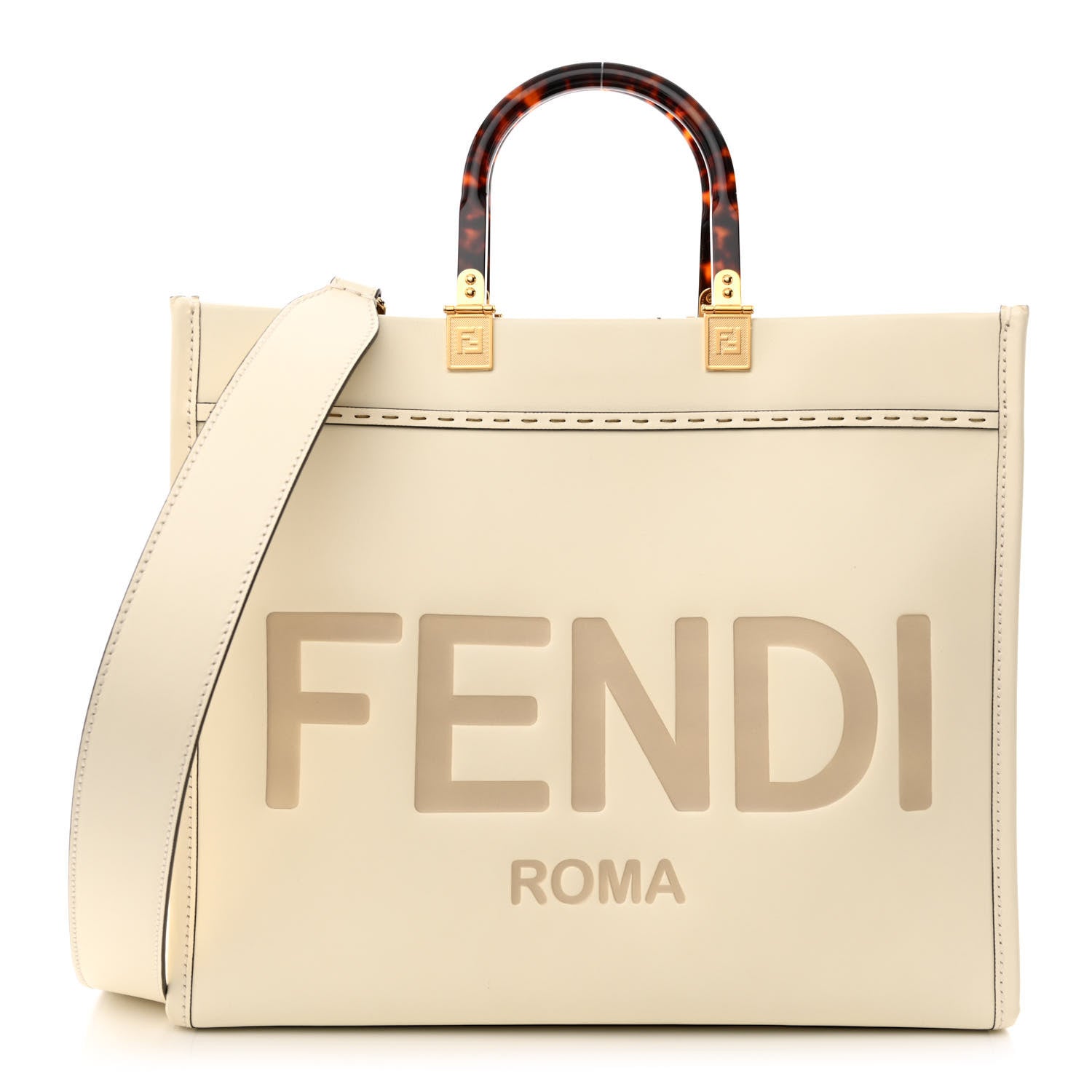 Fendi Vitello King Plexiglass Medium Fendi Sunshine Shopper Tote White Ice 1 of 11