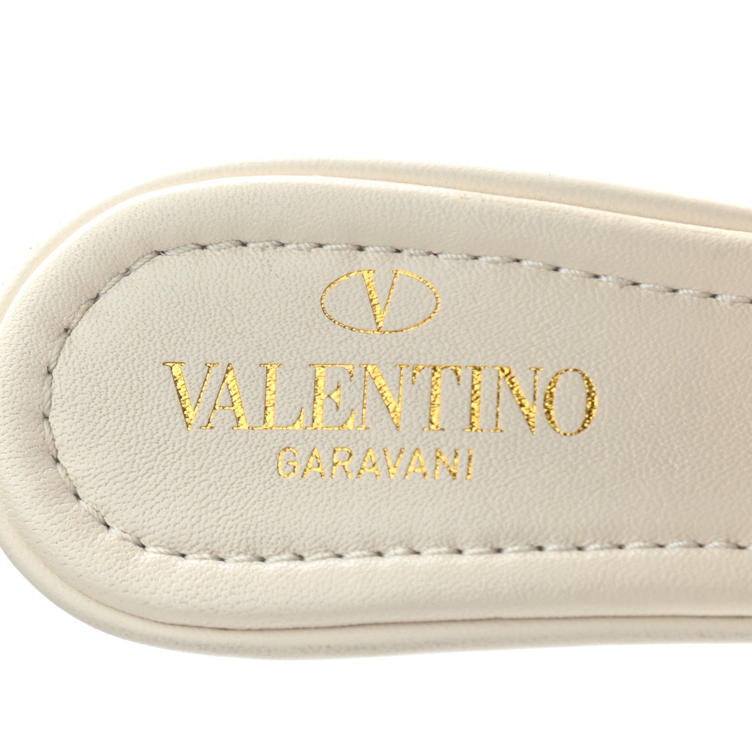 Valentino Garavani Nappa Quilted Roman Stud 65mm Slide Sandals 36.5 Light Ivory 7 of 7
