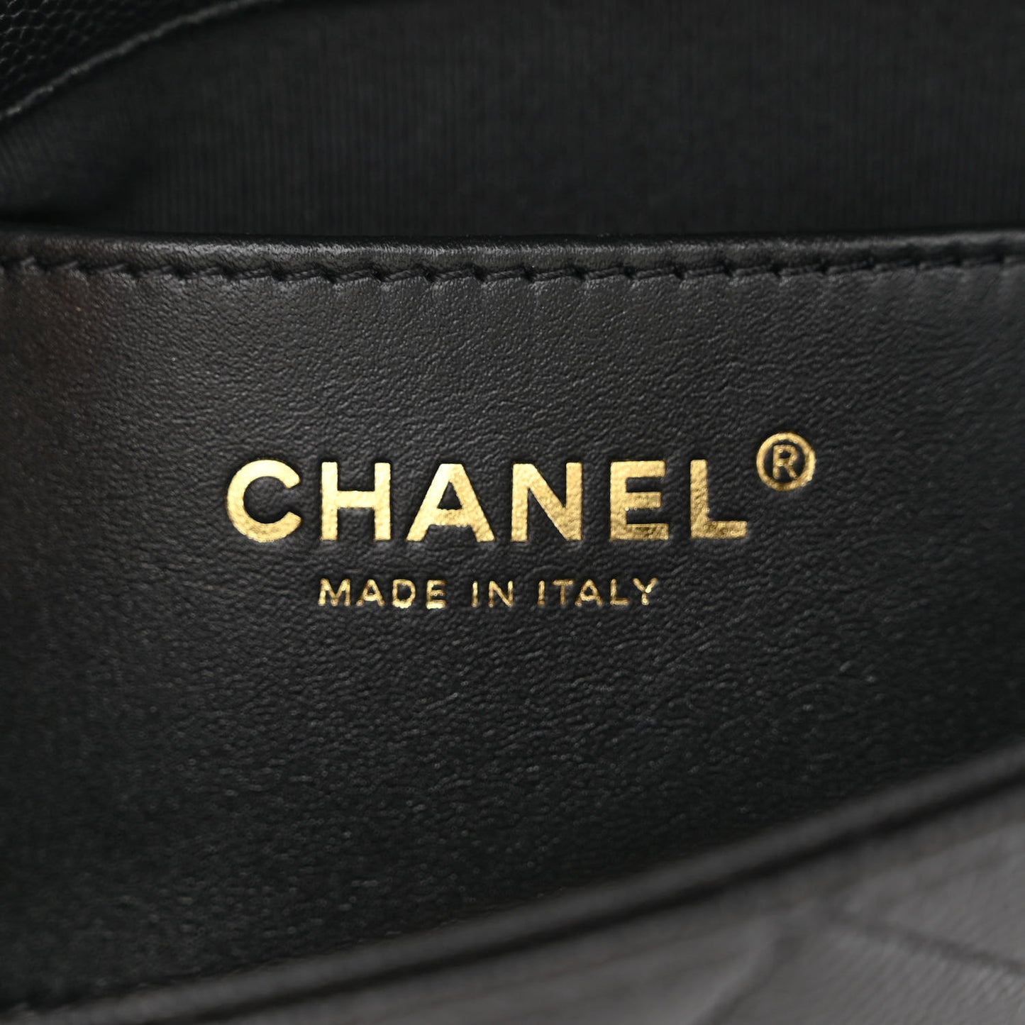 Caviar Quilted Camellia Chain Around Flap Black