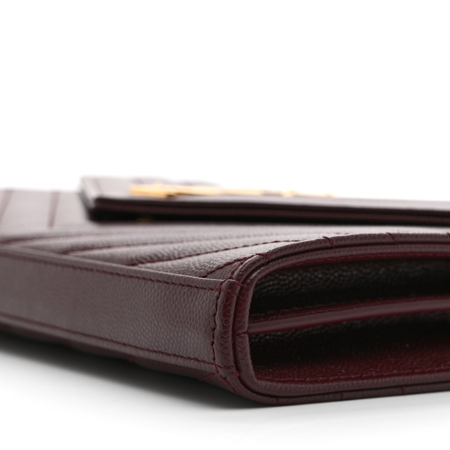 Grain De Poudre Matelasse Chevron Monogram Chain Wallet Rouge Legion