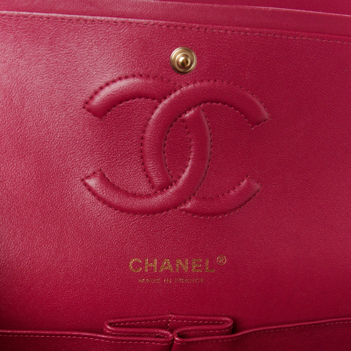 Lambskin Chevron Quilted Medium Double Flap Dark Pink