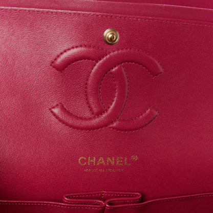 Chanel Lambskin Chevron Quilted Medium Double Flap Dark Pink 6 of 13