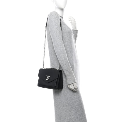Louis Vuitton Soft Calfskin Mylockme Chain Bag BB Black 2 of 9