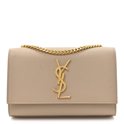 Saint Laurent Grain De Poudre Small Monogram Kate Satchel Dark Beige 1 of 13