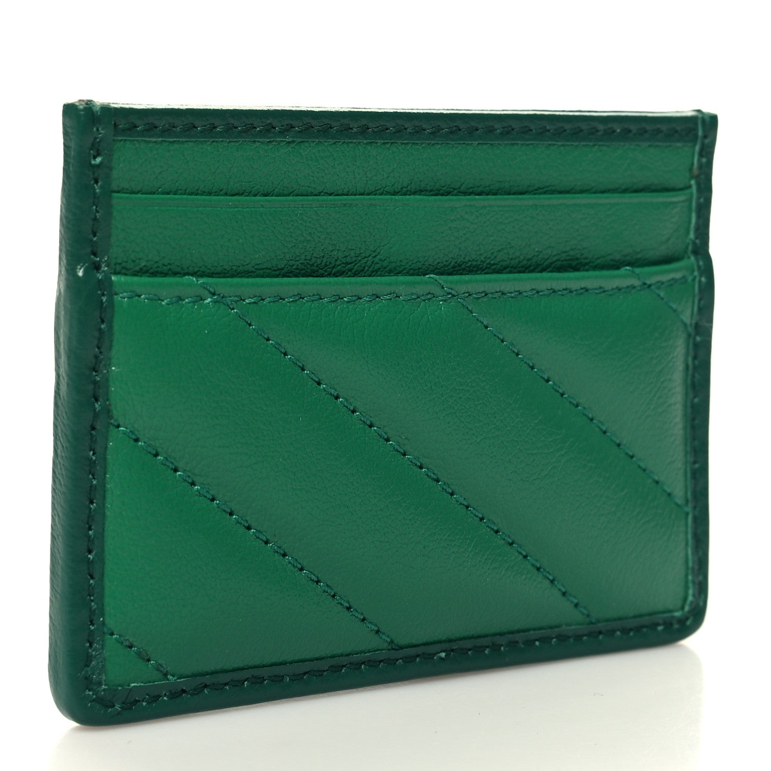 Gucci Azalea Calfskin Enamel Matelasse Diagonal Torchon GG Marmont Card Holder New Shamarock Emerald 3 of 7