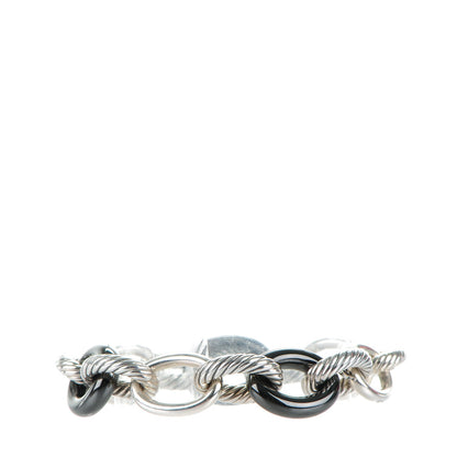 David Yurman Sterling Silver Black Ceramic 17mm Extra Large Oval Link Bracelet 1 of 6