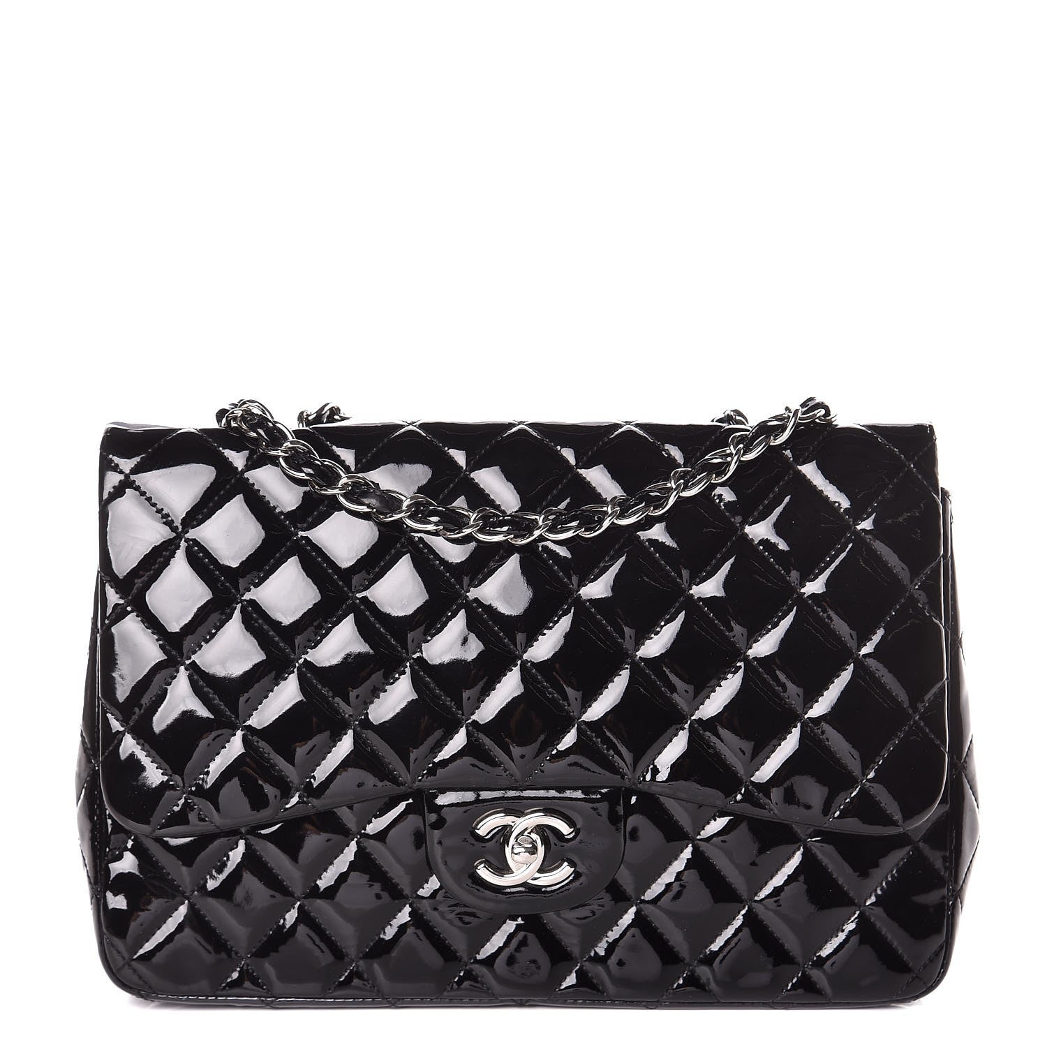Chanel Patent Quilted Jumbo Single Flap Black 1 of 11