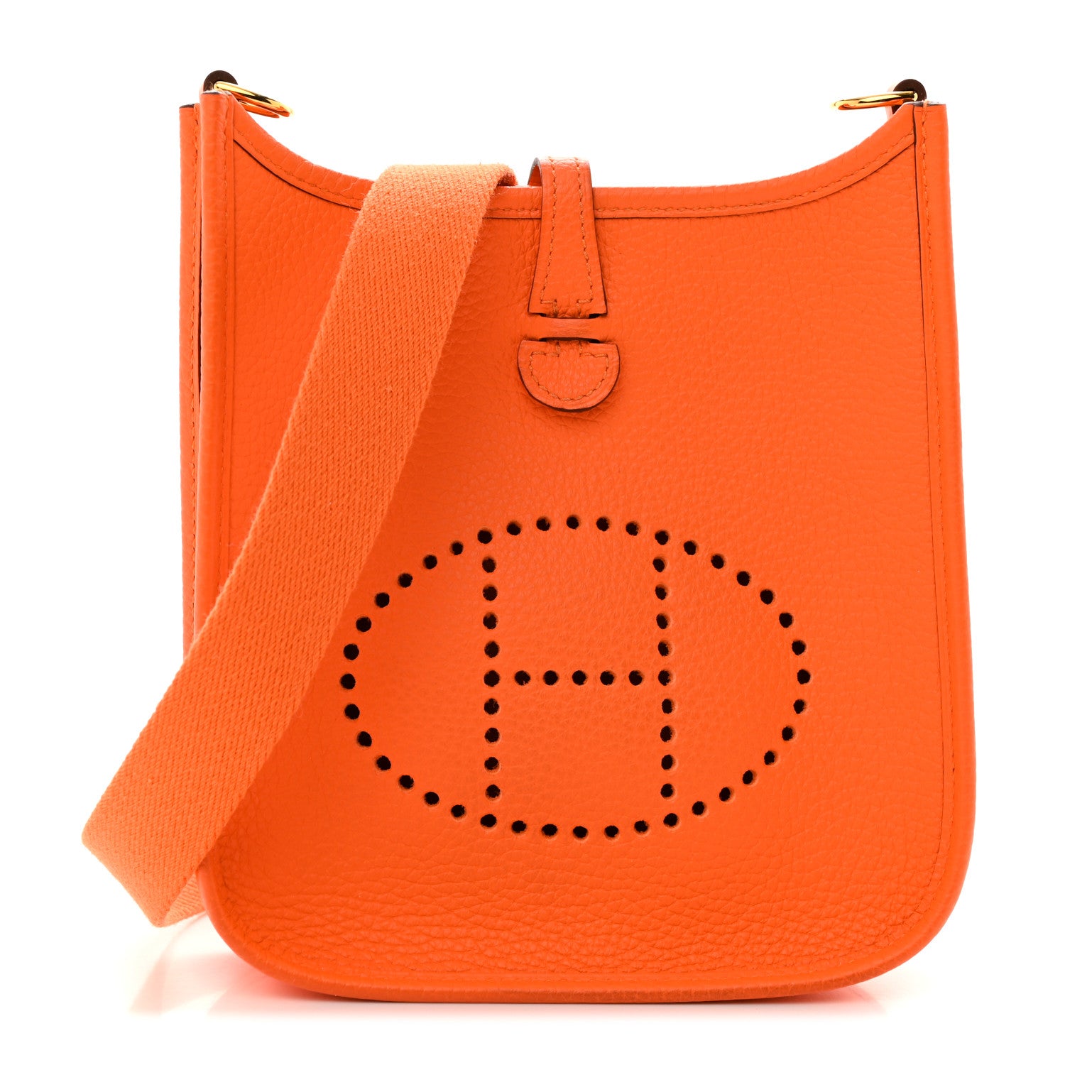 Hermes Taurillon Clemence Evelyne TPM Orange 1 of 12