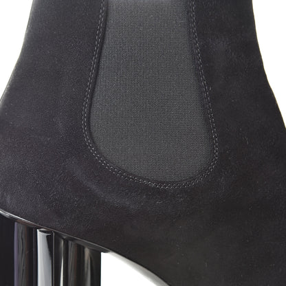 Louis Vuitton Suede Monogram Uniformes Cap Toe Chelsea 80mm Ankle Boots 38.5 Black 11 of 12