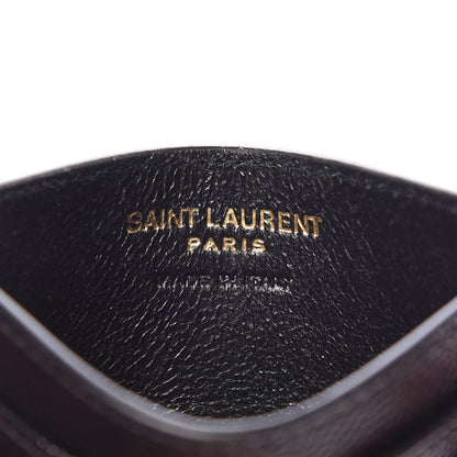 Saint Laurent Grain De Poudre Matelasse Chevron Monogram Credit Card Case Black 6 of 7